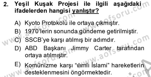 Türk Dış Politikası 2 Dersi 2013 - 2014 Yılı (Vize) Ara Sınav Soruları 2. Soru