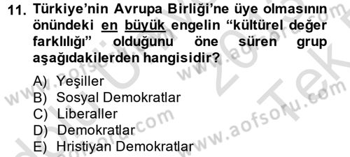 Türk Dış Politikası 2 Dersi 2013 - 2014 Yılı Tek Ders Sınav Soruları 11. Soru