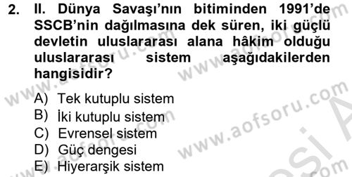 Türk Dış Politikası 2 Dersi 2013 - 2014 Yılı Tek Ders Sınav Soruları 2. Soru