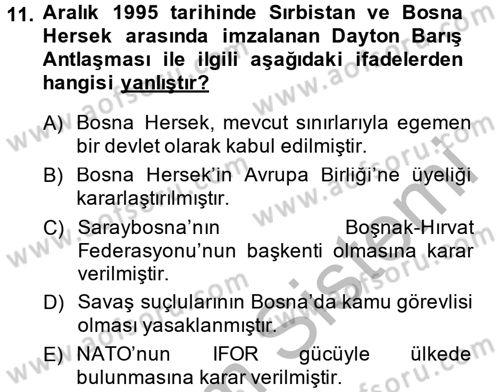 Türk Dış Politikası 2 Dersi 2014 - 2015 Yılı (Vize) Ara Sınavı 11. Soru