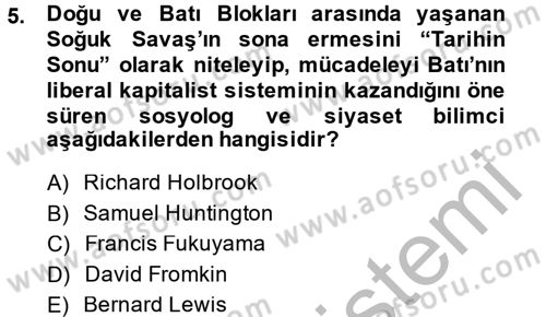 Türk Dış Politikası 2 Dersi 2014 - 2015 Yılı (Vize) Ara Sınavı 5. Soru