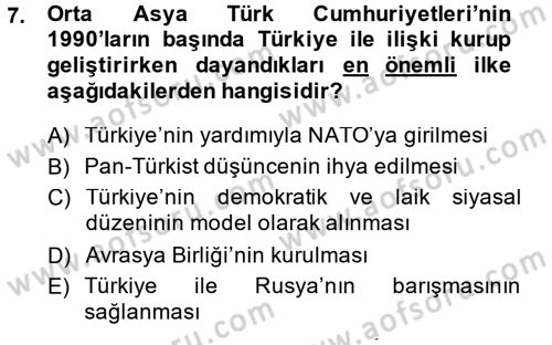 Türk Dış Politikası 2 Dersi 2014 - 2015 Yılı (Vize) Ara Sınavı 7. Soru