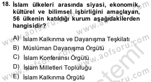 Türk Dış Politikası 2 Dersi 2014 - 2015 Yılı Tek Ders Sınavı 18. Soru