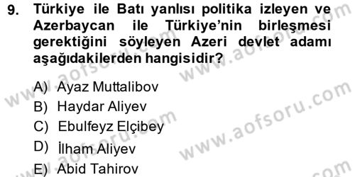 Türk Dış Politikası 2 Dersi 2014 - 2015 Yılı Tek Ders Sınavı 9. Soru