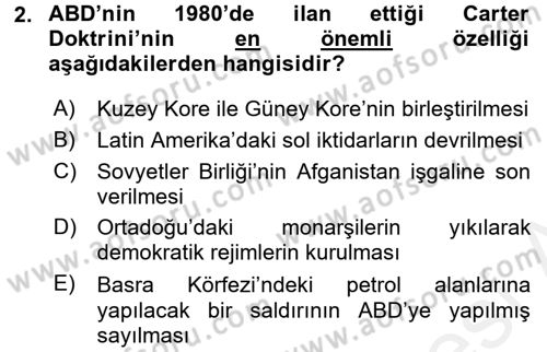 Türk Dış Politikası 2 Dersi 2015 - 2016 Yılı (Vize) Ara Sınavı 2. Soru