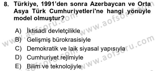 Türk Dış Politikası 2 Dersi 2015 - 2016 Yılı (Vize) Ara Sınavı 8. Soru