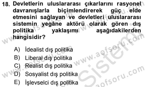 Türk Dış Politikası 2 Dersi 2015 - 2016 Yılı (Final) Dönem Sonu Sınav Soruları 18. Soru