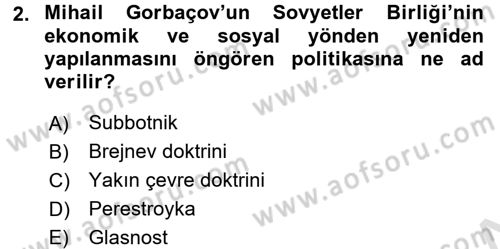 Türk Dış Politikası 2 Dersi 2015 - 2016 Yılı (Final) Dönem Sonu Sınav Soruları 2. Soru