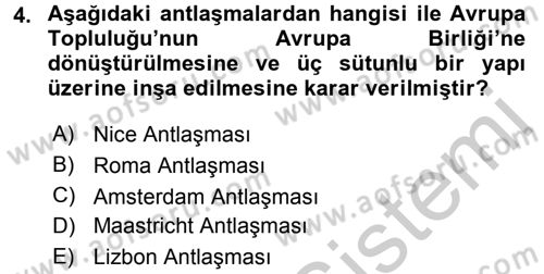 Türk Dış Politikası 2 Dersi 2016 - 2017 Yılı 3 Ders Sınav Soruları 4. Soru