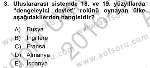 Türk Dış Politikası 2 Dersi 2016 - 2017 Yılı (Vize) Ara Sınav Soruları 3. Soru