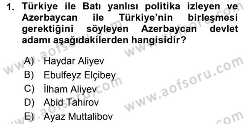 Türk Dış Politikası 2 Dersi 2017 - 2018 Yılı 3 Ders Sınav Soruları 1. Soru