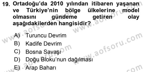 Türk Dış Politikası 2 Dersi 2017 - 2018 Yılı 3 Ders Sınav Soruları 19. Soru