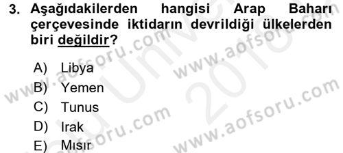 Türk Dış Politikası 2 Dersi 2017 - 2018 Yılı 3 Ders Sınav Soruları 3. Soru