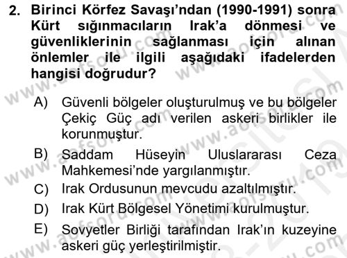 Türk Dış Politikası 2 Dersi 2018 - 2019 Yılı (Final) Dönem Sonu Sınav Soruları 2. Soru