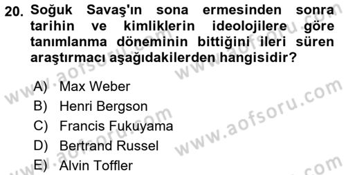Türk Dış Politikası 2 Dersi 2018 - 2019 Yılı (Final) Dönem Sonu Sınav Soruları 20. Soru