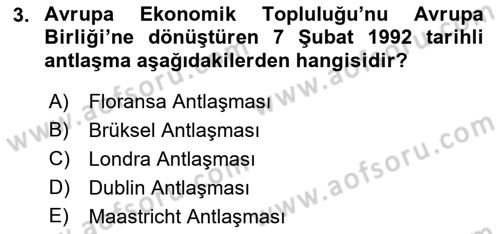 Türk Dış Politikası 2 Dersi 2018 - 2019 Yılı (Final) Dönem Sonu Sınav Soruları 3. Soru