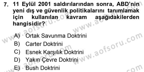 Türk Dış Politikası 2 Dersi 2018 - 2019 Yılı Yaz Okulu Sınav Soruları 7. Soru