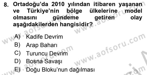 Türk Dış Politikası 2 Dersi 2018 - 2019 Yılı Yaz Okulu Sınavı 8. Soru