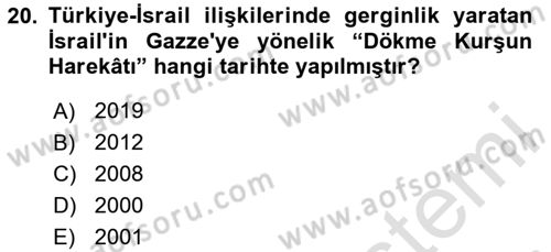 Türk Dış Politikası 2 Dersi 2020 - 2021 Yılı Yaz Okulu Sınav Soruları 20. Soru