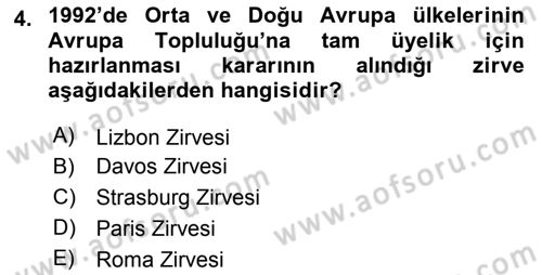 Türk Dış Politikası 2 Dersi 2020 - 2021 Yılı Yaz Okulu Sınavı 4. Soru