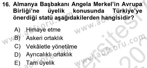 Türk Dış Politikası 2 Dersi 2021 - 2022 Yılı (Final) Dönem Sonu Sınavı 16. Soru