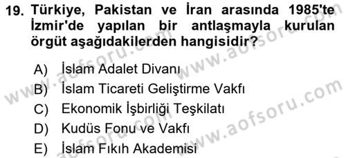 Türk Dış Politikası 2 Dersi 2022 - 2023 Yılı Yaz Okulu Sınav Soruları 19. Soru