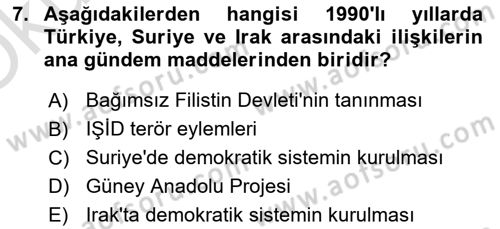 Türk Dış Politikası 2 Dersi 2022 - 2023 Yılı Yaz Okulu Sınav Soruları 7. Soru