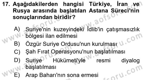 Türk Dış Politikası 2 Dersi 2023 - 2024 Yılı (Vize) Ara Sınavı 17. Soru