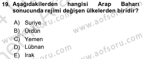 Türk Dış Politikası 2 Dersi 2023 - 2024 Yılı (Vize) Ara Sınavı 19. Soru