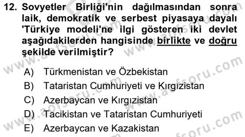 Türk Dış Politikası 2 Dersi 2023 - 2024 Yılı (Final) Dönem Sonu Sınav Soruları 12. Soru