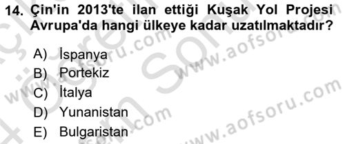 Türk Dış Politikası 2 Dersi 2023 - 2024 Yılı (Final) Dönem Sonu Sınav Soruları 14. Soru