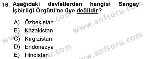 Türk Dış Politikası 2 Dersi 2023 - 2024 Yılı (Final) Dönem Sonu Sınav Soruları 16. Soru