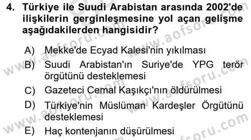 Türk Dış Politikası 2 Dersi 2023 - 2024 Yılı (Final) Dönem Sonu Sınav Soruları 4. Soru