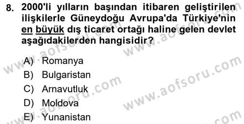 Türk Dış Politikası 2 Dersi 2023 - 2024 Yılı (Final) Dönem Sonu Sınavı 8. Soru