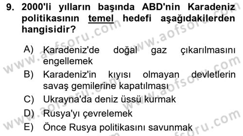 Türk Dış Politikası 2 Dersi 2023 - 2024 Yılı (Final) Dönem Sonu Sınav Soruları 9. Soru