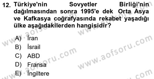 Türk Dış Politikası 2 Dersi 2023 - 2024 Yılı Yaz Okulu Sınav Soruları 12. Soru
