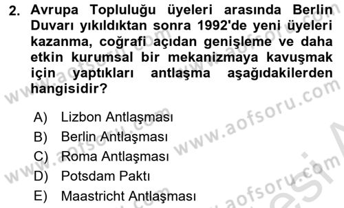 Türk Dış Politikası 2 Dersi 2023 - 2024 Yılı Yaz Okulu Sınav Soruları 2. Soru