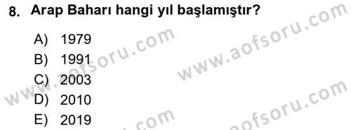 Türk Dış Politikası 2 Dersi 2023 - 2024 Yılı Yaz Okulu Sınav Soruları 8. Soru