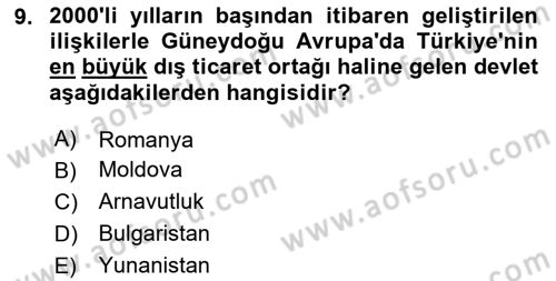 Türk Dış Politikası 2 Dersi 2023 - 2024 Yılı Yaz Okulu Sınav Soruları 9. Soru