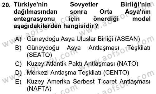 Türk Dış Politikası 2 Dersi 2024 - 2025 Yılı (Vize) Ara Sınav Soruları 20. Soru