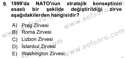 Türk Dış Politikası 2 Dersi 2024 - 2025 Yılı (Vize) Ara Sınav Soruları 9. Soru