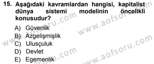 Uluslararası İlişkiler Kuramları 1 Dersi 2012 - 2013 Yılı (Vize) Ara Sınav Soruları 15. Soru