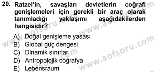 Uluslararası İlişkiler Kuramları 1 Dersi 2012 - 2013 Yılı (Vize) Ara Sınav Soruları 20. Soru