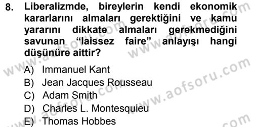 Uluslararası İlişkiler Kuramları 1 Dersi 2012 - 2013 Yılı (Vize) Ara Sınav Soruları 8. Soru