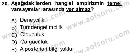 Uluslararası İlişkiler Kuramları 1 Dersi 2012 - 2013 Yılı (Final) Dönem Sonu Sınav Soruları 20. Soru