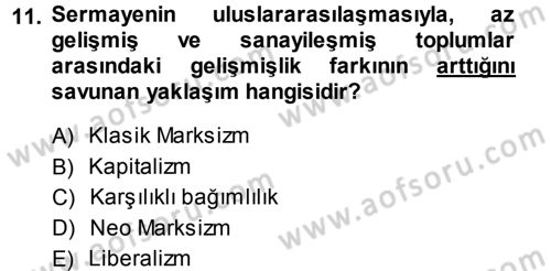 Uluslararası İlişkiler Kuramları 1 Dersi 2013 - 2014 Yılı (Vize) Ara Sınav Soruları 11. Soru