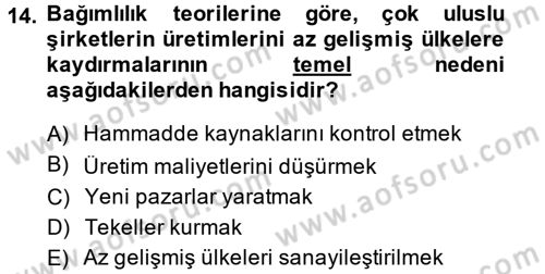 Uluslararası İlişkiler Kuramları 1 Dersi 2013 - 2014 Yılı (Vize) Ara Sınav Soruları 14. Soru