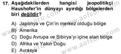Uluslararası İlişkiler Kuramları 1 Dersi 2013 - 2014 Yılı (Vize) Ara Sınav Soruları 17. Soru
