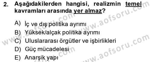 Uluslararası İlişkiler Kuramları 1 Dersi 2013 - 2014 Yılı (Vize) Ara Sınav Soruları 2. Soru