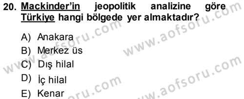 Uluslararası İlişkiler Kuramları 1 Dersi 2013 - 2014 Yılı (Vize) Ara Sınav Soruları 20. Soru